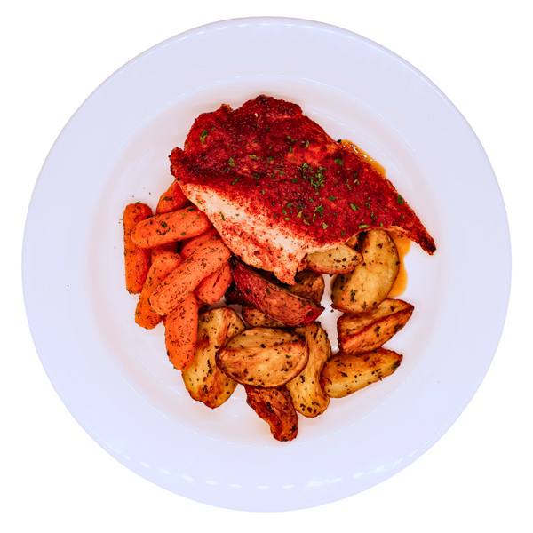 Maple Glazed Chicken Breast with Roasted Potatoes and Carrots